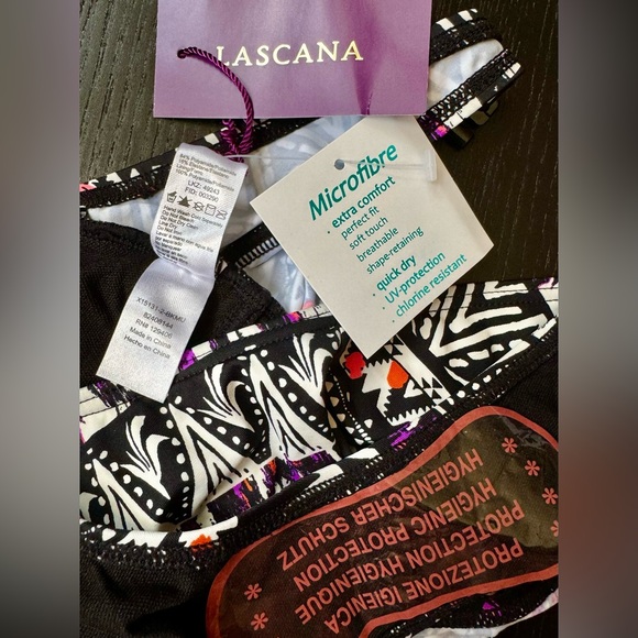 LASCANA Cutout Halterneck One-Piece Swimsuit in Black Multicolor Geometric Print - Picture 13 of 16